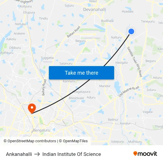 Ankanahalli to Indian Institute Of Science map