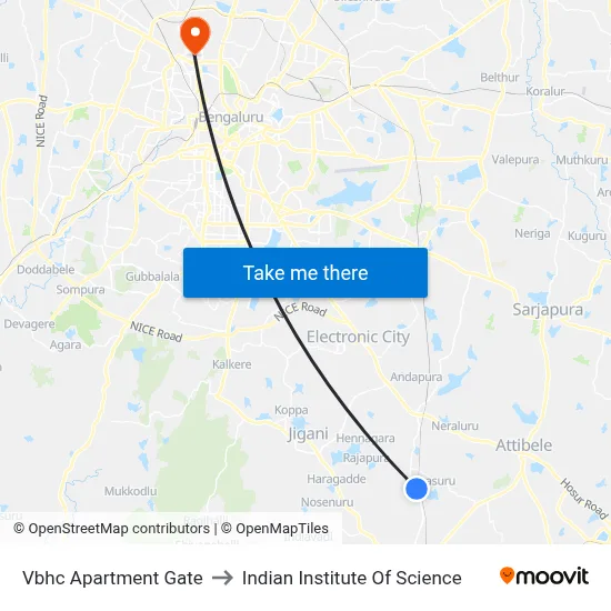 Vbhc Apartment Gate to Indian Institute Of Science map