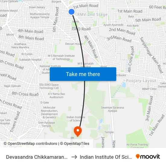 Devasandra Chikkamaranahalli to Indian Institute Of Science map