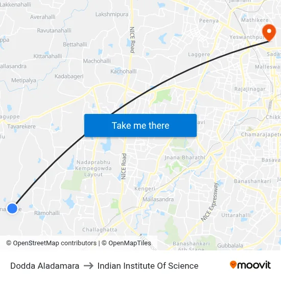 Dodda Aladamara to Indian Institute Of Science map