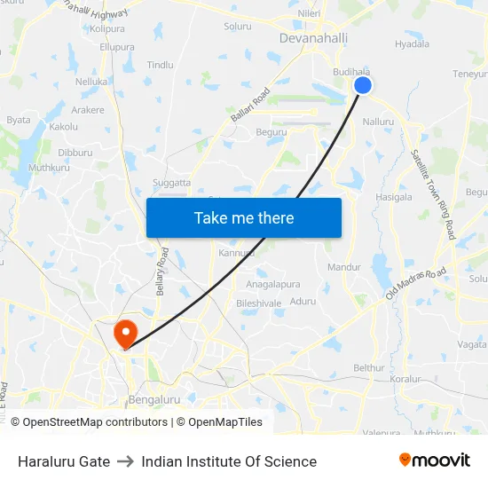 Haraluru Gate to Indian Institute Of Science map