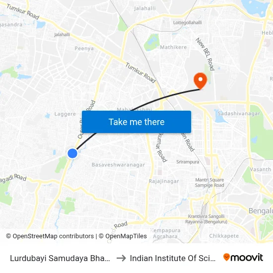 Lurdubayi Samudaya Bhavana to Indian Institute Of Science map