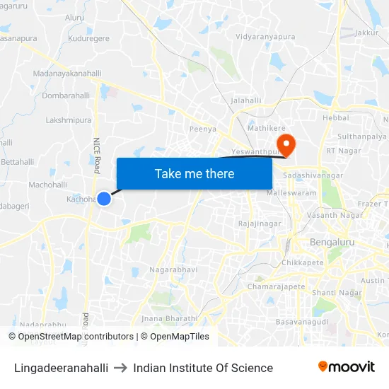 Lingadeeranahalli to Indian Institute Of Science map