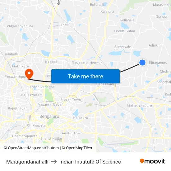 Maragondanahalli to Indian Institute Of Science map