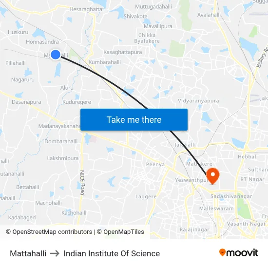 Mattahalli to Indian Institute Of Science map