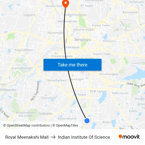 Royal Meenakshi Mall to Indian Institute Of Science map