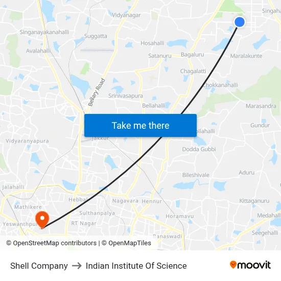 Shell Company to Indian Institute Of Science map