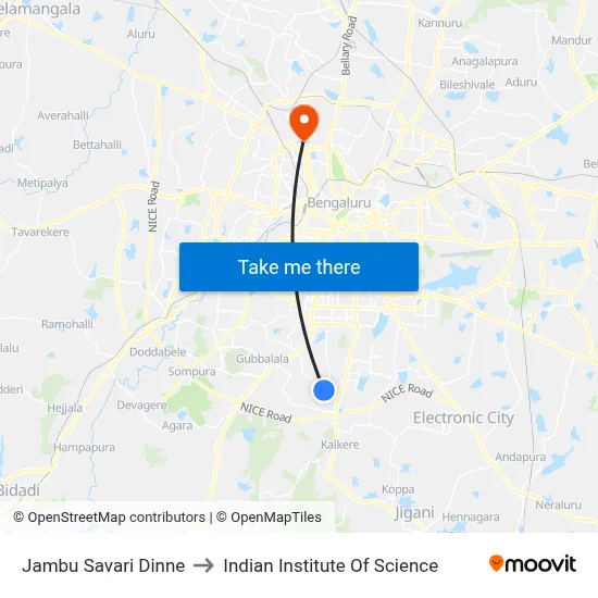 Jambu Savari Dinne to Indian Institute Of Science map