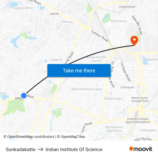 Sunkadakatte to Indian Institute Of Science map