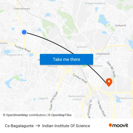 Cs-Bagalagunte to Indian Institute Of Science map