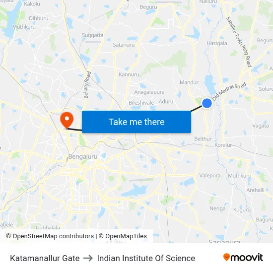 Katamanallur Gate to Indian Institute Of Science map