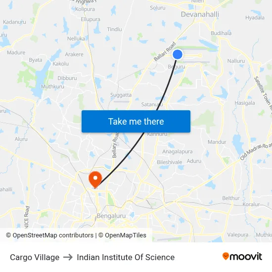 Cargo Village to Indian Institute Of Science map