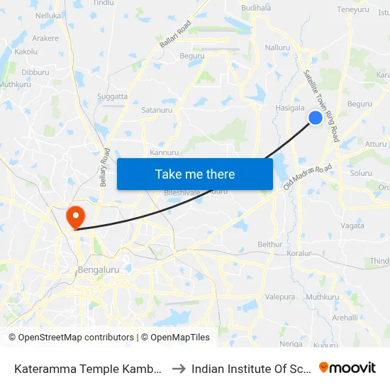 Kateramma Temple Kambalipura to Indian Institute Of Science map