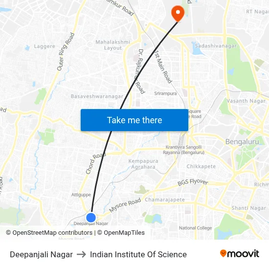 Deepanjali Nagar to Indian Institute Of Science map