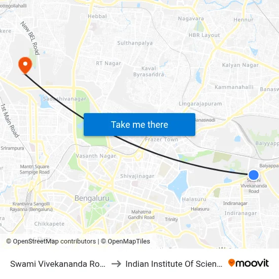 Swami Vivekananda Road to Indian Institute Of Science map