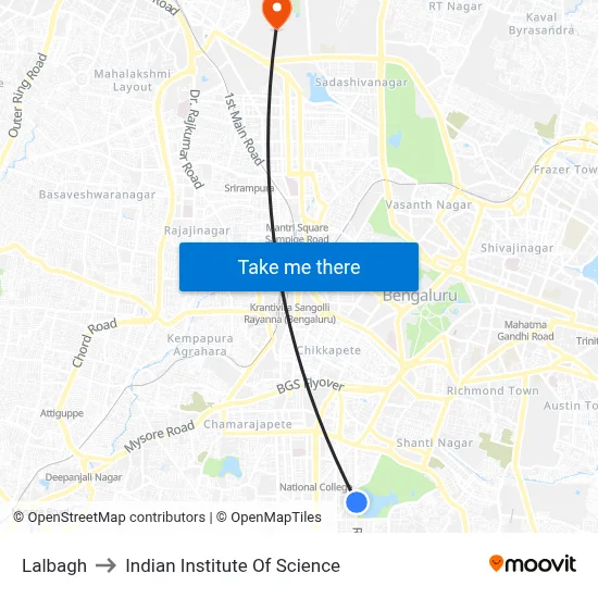Lalbagh to Indian Institute Of Science map