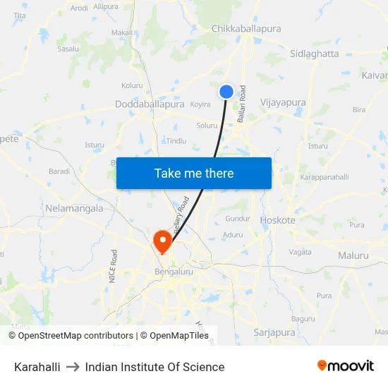 Karahalli to Indian Institute Of Science map