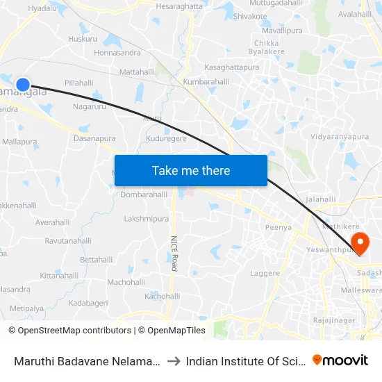 Maruthi Badavane Nelamangala to Indian Institute Of Science map