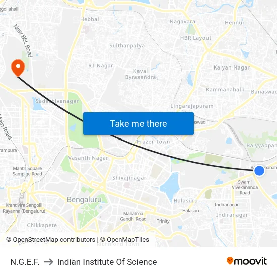 N.G.E.F. to Indian Institute Of Science map
