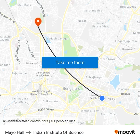 Mayo Hall to Indian Institute Of Science map