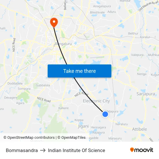 Bommasandra to Indian Institute Of Science map