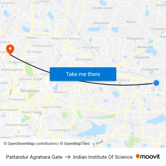 Pattandur Agrahara Gate to Indian Institute Of Science map