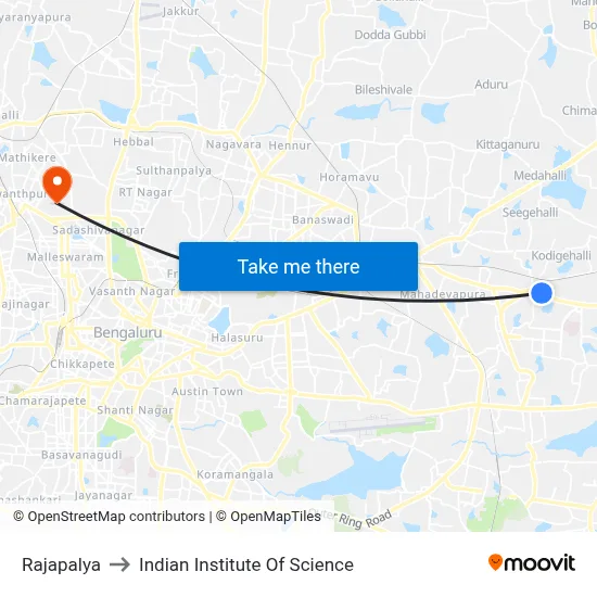Rajapalya to Indian Institute Of Science map
