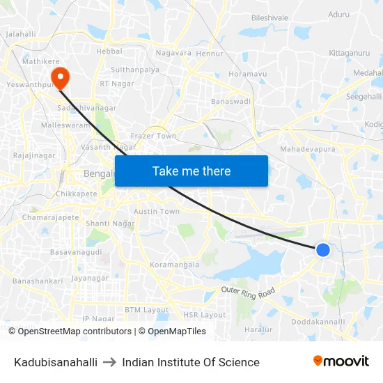 Kadubisanahalli to Indian Institute Of Science map