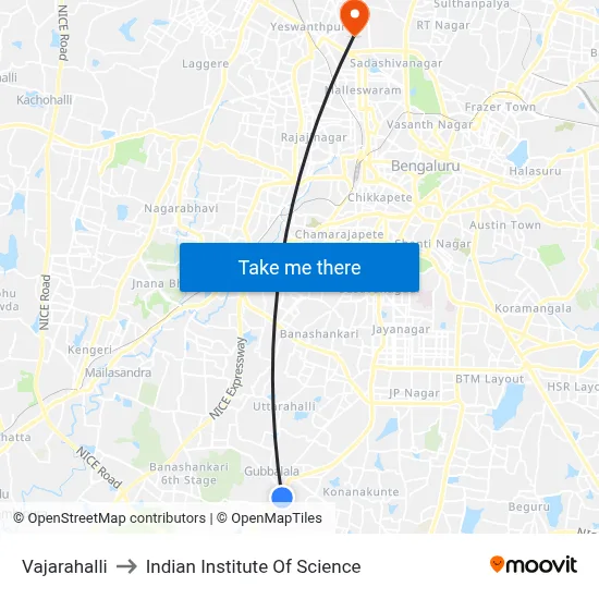 Vajarahalli to Indian Institute Of Science map