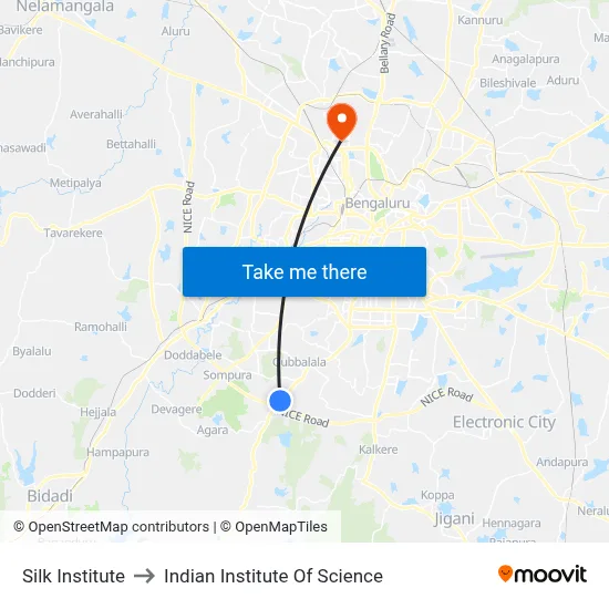 Silk Institute to Indian Institute Of Science map