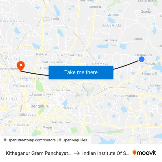 Kithaganur Gram Panchayathi Office to Indian Institute Of Science map