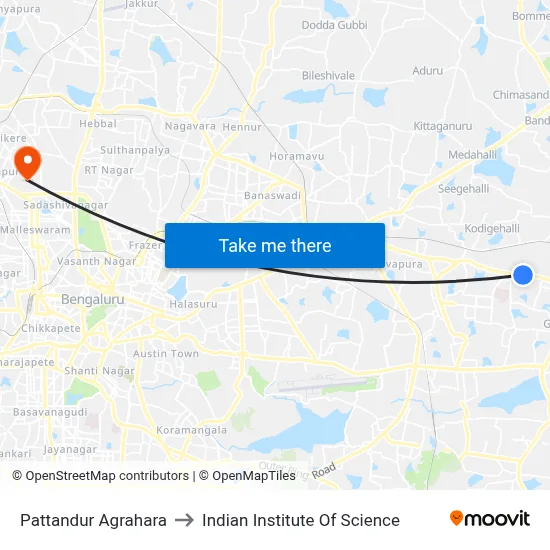 Pattandur Agrahara to Indian Institute Of Science map