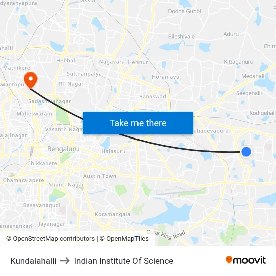 Kundalahalli to Indian Institute Of Science map