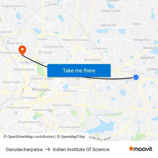 Garudacharpalya to Indian Institute Of Science map