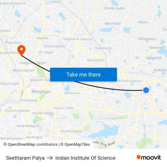 Seetharam Palya to Indian Institute Of Science map
