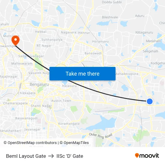 Beml Layout Gate to IISc 'D' Gate map
