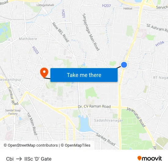 Cbi to IISc 'D' Gate map