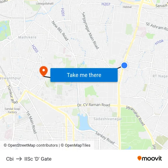 Cbi to IISc 'D' Gate map