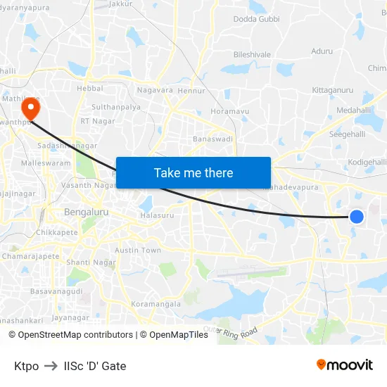 Ktpo to IISc 'D' Gate map