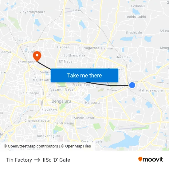 Tin Factory to IISc 'D' Gate map