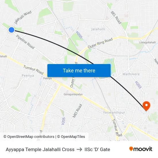 Ayyappa Temple Jalahalli Cross to IISc 'D' Gate map