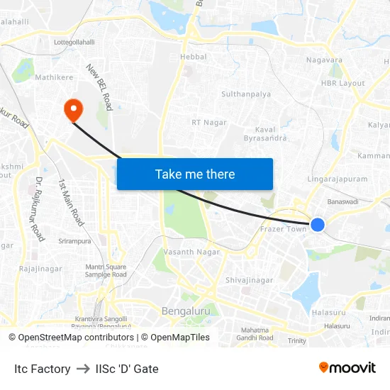 Itc Factory to IISc 'D' Gate map