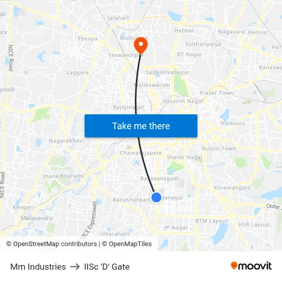 Mm Industries to IISc 'D' Gate map
