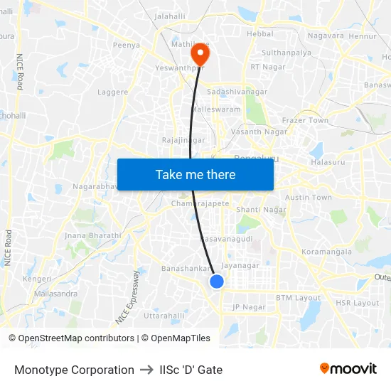 Monotype Corporation to IISc 'D' Gate map