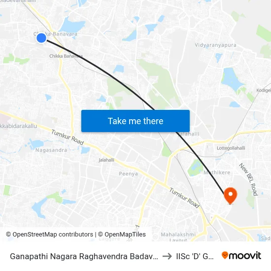 Ganapathi Nagara Raghavendra Badavane to IISc 'D' Gate map