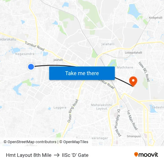 Hmt Layout 8th Mile to IISc 'D' Gate map