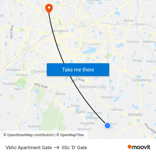 Vbhc Apartment Gate to IISc 'D' Gate map