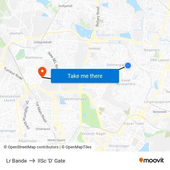 Lr Bande to IISc 'D' Gate map