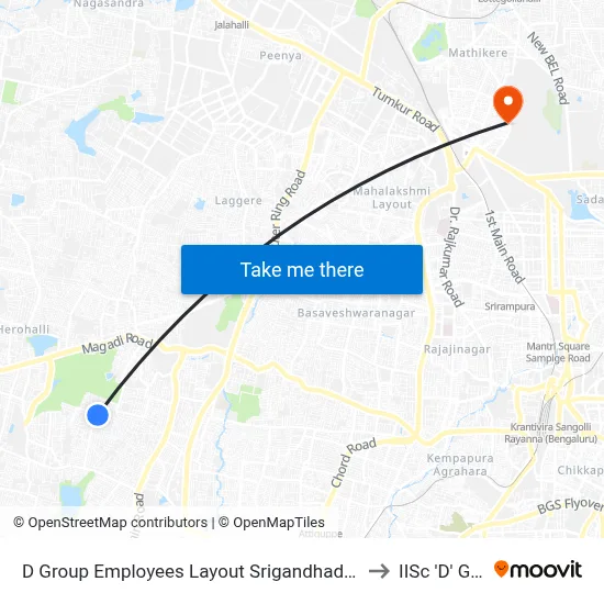 D Group Employees Layout Srigandhada Kaval to IISc 'D' Gate map