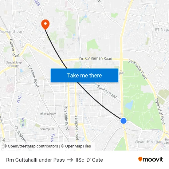 Rm Guttahalli under Pass to IISc 'D' Gate map